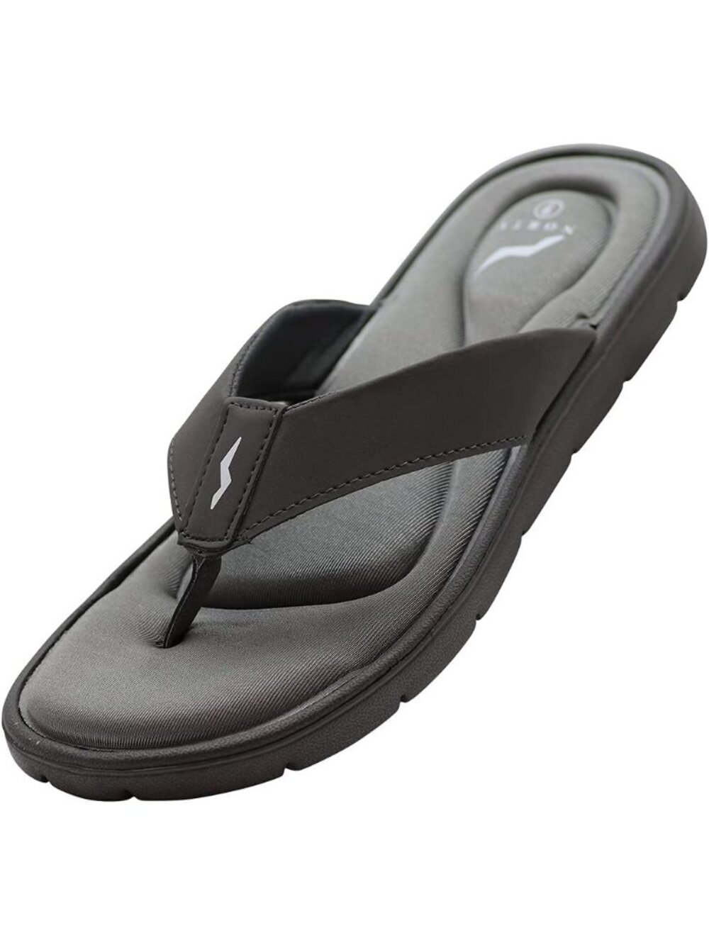 Men's Charcoal Grey Memory Foam Foot Bed Comfort Casual Sandal Slip On Shoes